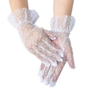 Guantes Cortos Malla Puntos Blancos