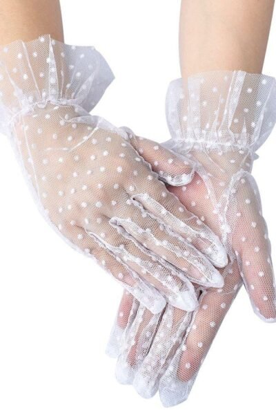 Guantes Cortos Malla Puntos Blancos